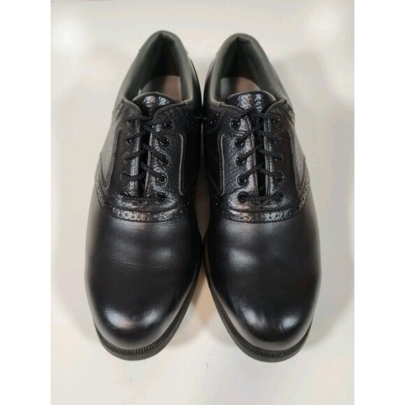 FootJoy Greenjoys Leather Oxford Golf Shoes Mens 9.5 W Wide 45534 Black - Picture 2 of 9